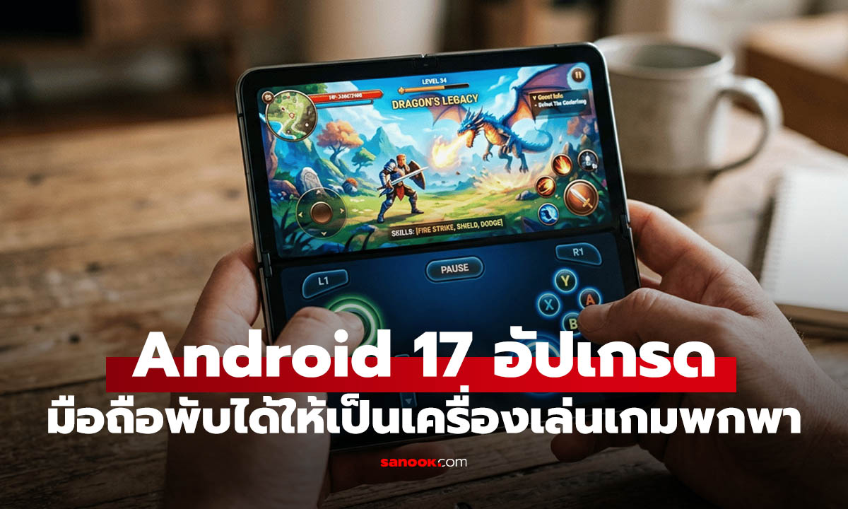 ลองเล่นเลย Android 17 เพิ่ม Foldable Gaming Mode เปลี่ยนมือถือจอพับให้กลายเป็นเครื่องเกมพกพา