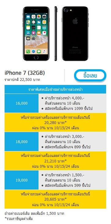 ราคา iPhone 7 จาก dtac