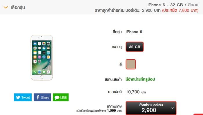ราคาของ iPhone 6