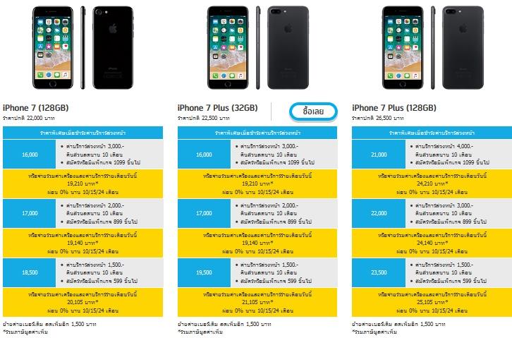ราคา iPhone 7 และ iphone 7 Plus