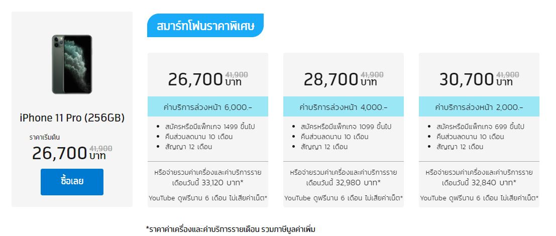 ราคา iPhone จากผู้ให้บริการ