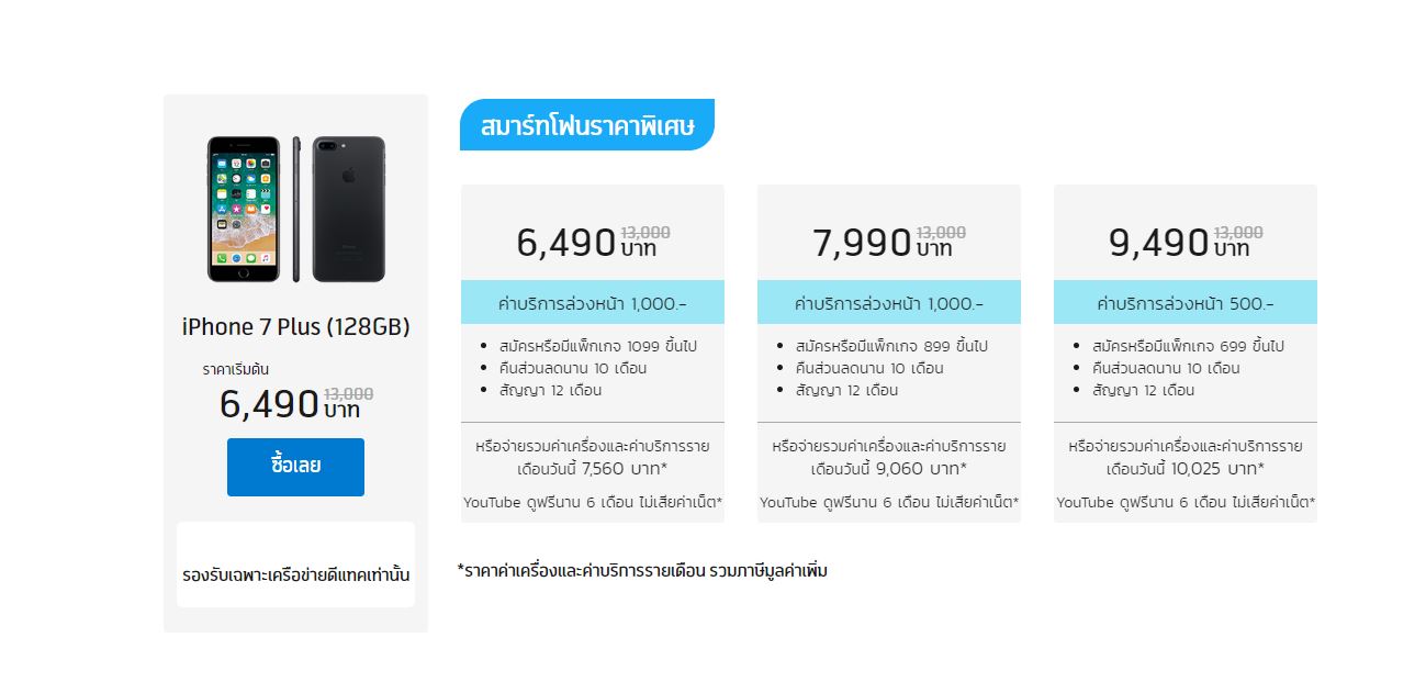 ราคา iPhone จากผู้ให้บริการ