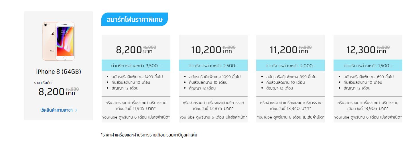 ราคา iPhone จากผู้ให้บริการ