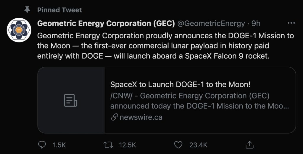 ได้ไปจริงแล้ว Elon Musk เตรียมส่ง Dogecoin ทะยานสู่ดวงจันทร์ต้นปีหน้า