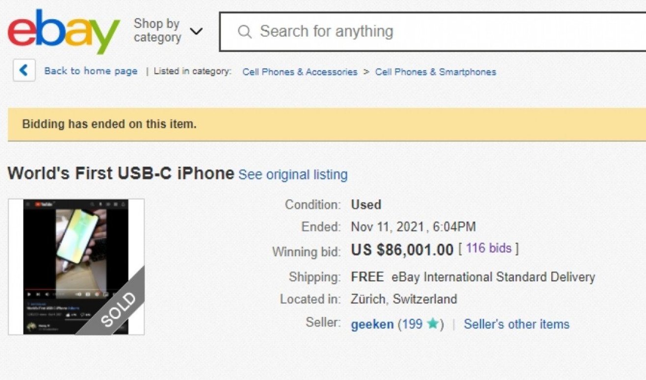 ปิดประมูล iPhone พอร์ต USB-C เครื่องแรกของโลกในราคาเกือบ 3 ล้านบาท