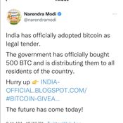 นายกฯ อินเดียถูกแฮก Twitter ส่งทวีตปลอมให้สัญญามอบ Bitcoin แก่ชาวอินเดียทุกคน