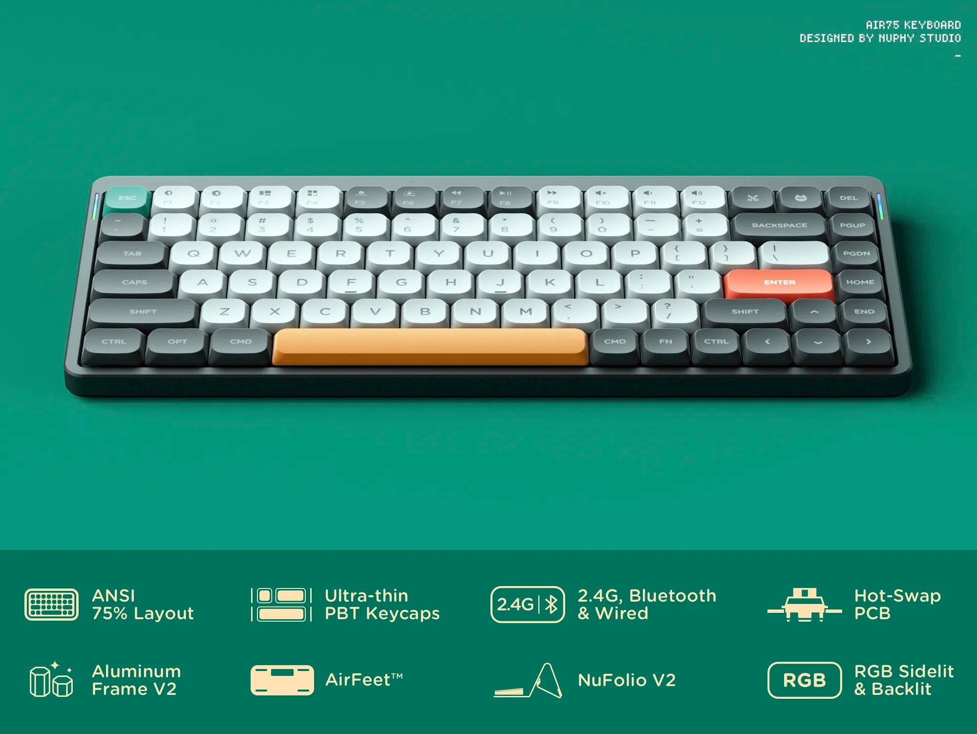 Nuphy Air75 คีย์บอร์ดไร้สาย Mechanical Keyboard ราคาไม่เกิน 3,000 บาท สวยคุ้มเกินราคา