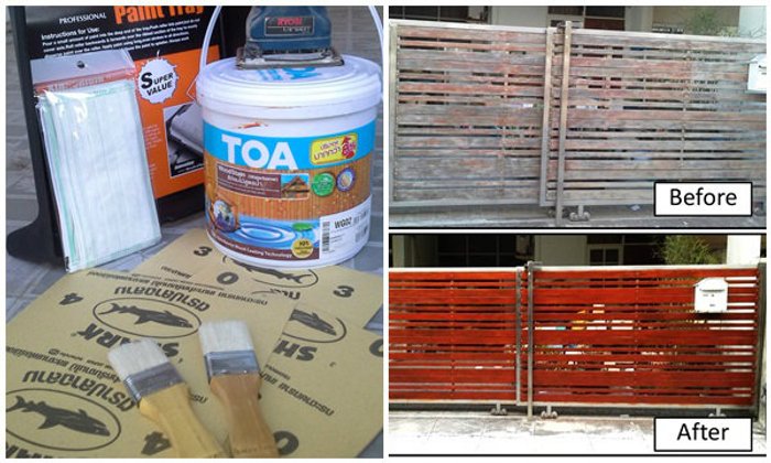 DIY ทาสีรั้วไม้ แบบไม่มีกลิ่นเหม็น!!! บ้านดูแพงขึ้นเยอะเลย..