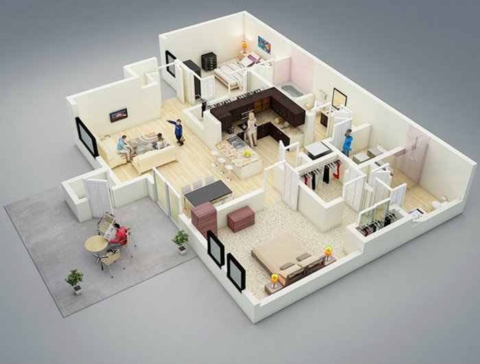 26 แบบแปลนบ้าน/คอนโด ขนาด 2 ห้องนอนสวยๆ
