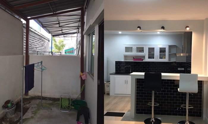 ไอเดียการต่อเติมทำห้องครัวหลังบ้าน พร้อมบาร์นั่งชิวๆ สวยๆ ให้บ้าน