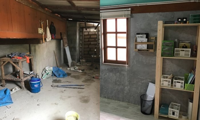 รีโนเวทห้องครัวเก่าเป็นห้องทำงานเล็กๆ ออกแบบพื้นที่สำหรับการเริ่มต้นธุรกิจครัวเรือน