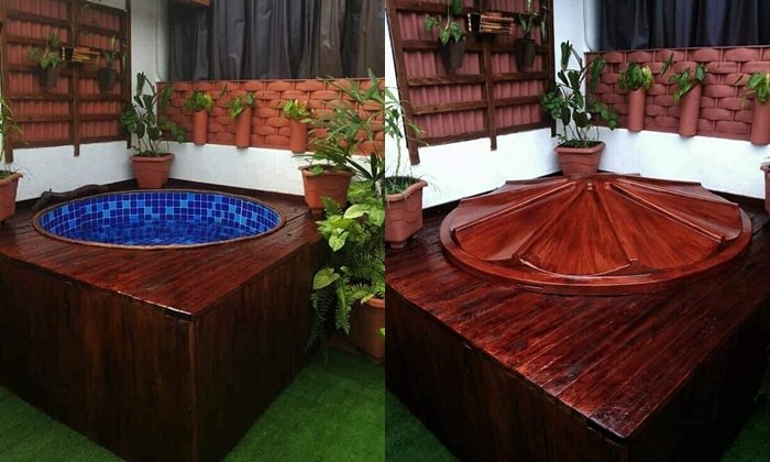 ไอเดีย DIY สระว่ายน้ำไว้ให้คุณหนูๆ ขนาดเล็ก สวยงาม หรู สไตล์จากุซซี พร้อมฝาปิดเพื่อความปลอดภัย