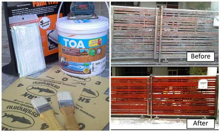DIY ทาสีรั้วไม้ แบบไม่มีกลิ่นเหม็น!!! บ้านดูแพงขึ้นเยอะเลย..
