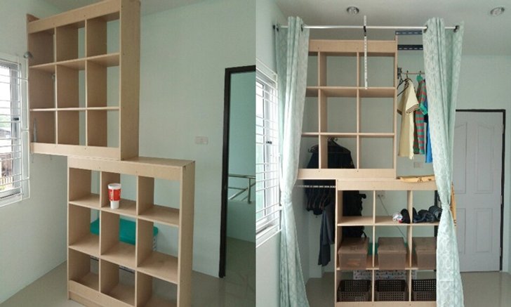 DIY "ชั้นวางของ" กลายเป็น "ตู้เสื้อผ้าวอล์คอิน"ทำง่ายๆ แบบบ้านๆ แต่ใช้งานได้จริง