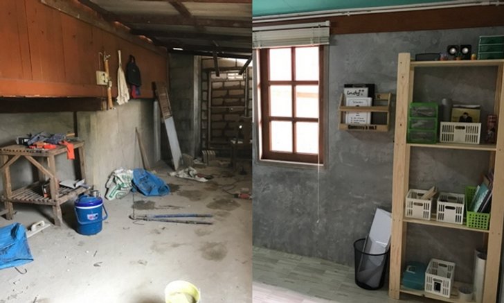 รีโนเวทห้องครัวเก่าเป็นห้องทำงานเล็กๆ ออกแบบพื้นที่สำหรับการเริ่มต้นธุรกิจครัวเรือน