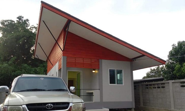 บ้านหลังเล็กสไตล์โมเดิร์น ดีไซน์หลังคาเพิงหมาแหงนสุดโดดเด่น งบประมาณก่อสร้าง 590,000 บาท