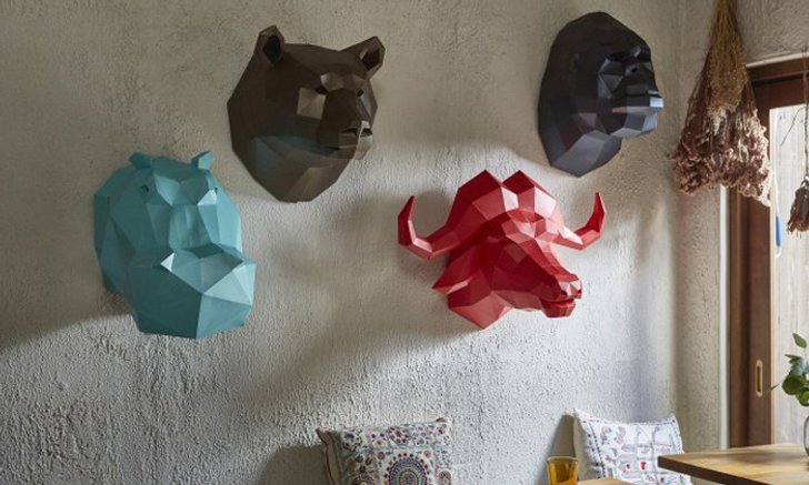 ดูดีมีสไตล์! หัวสัตว์แต่งผนังแบบอาร์ต ๆ ด้วย Paper Craft “OBJECTS PAPERCRAFT”