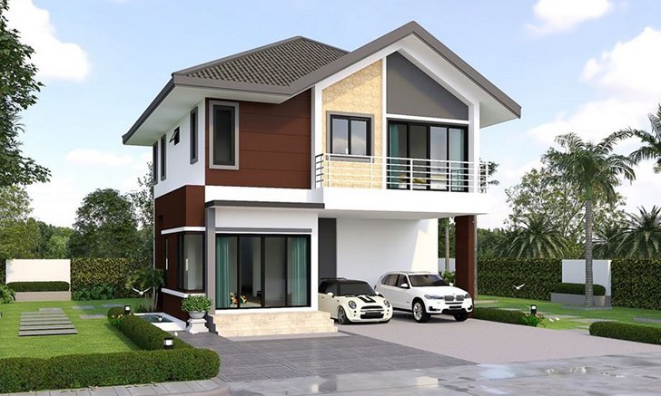 แบบบ้านสองชั้นสไตล์คอนเทมโพรารีผสานกลิ่นอายวินเทจ 4 ห้องนอน 3 ห้องน้ำ พื้นที่ 160 ตร.ม.