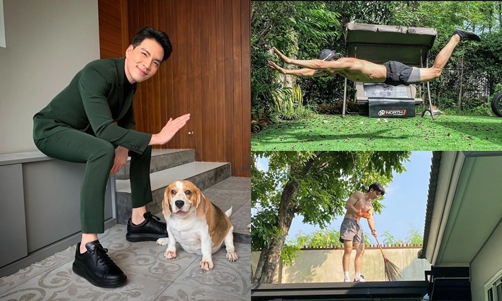 ทำทุกที่ให้เป็นฟิตเนส "นิว วงศกร" ใช้ทุกพื้นที่ในบ้านออกกำลังกาย มิน่ากล้ามมาเต็ม