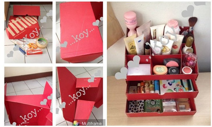 DIY กล่องเครื่องสำอาง จากกล่องรองเท้าเหลือใช้