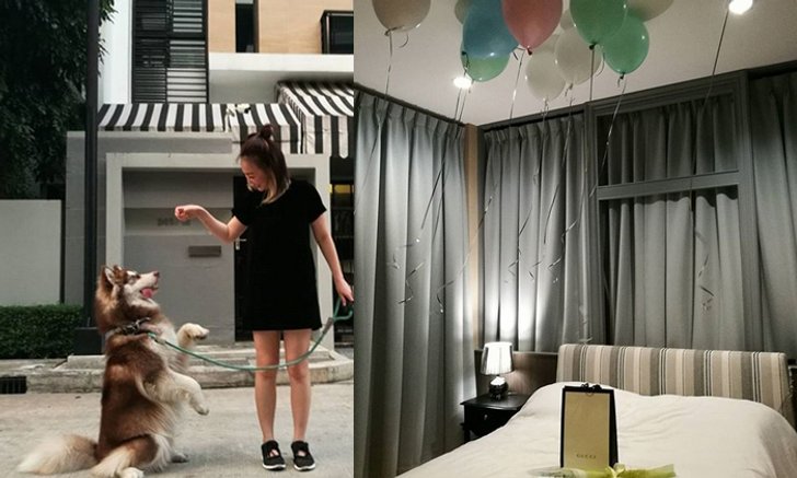 บ้านหญิง กัญญา ไรวินท์ สไตล์โมเดิร์น เน้นโทนสีเทา-ดำ
