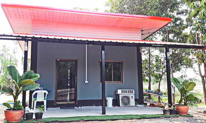 แบบบ้านชั้นเดียวหลังเล็ก โทนสีเทา