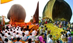 นมัสการปิดทองรอยพระพุทธบาทที่เขาคิชฌกูฏ