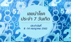 เลขนำโชคประจำ 7 วันเกิด ประจำวันที่ 8-14 กรกฎาคม 2562