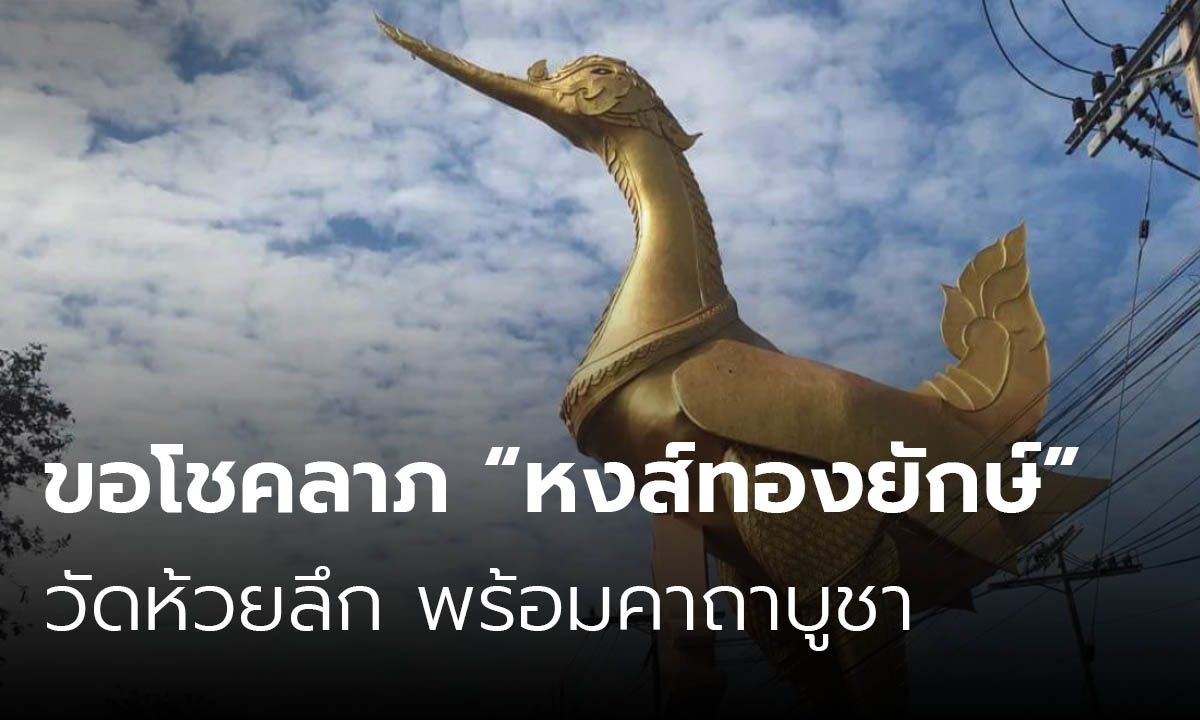 ขอโชคลาภ "หงส์ทองยักษ์" วัดห้วยลึก พร้อมคาถาบูชา