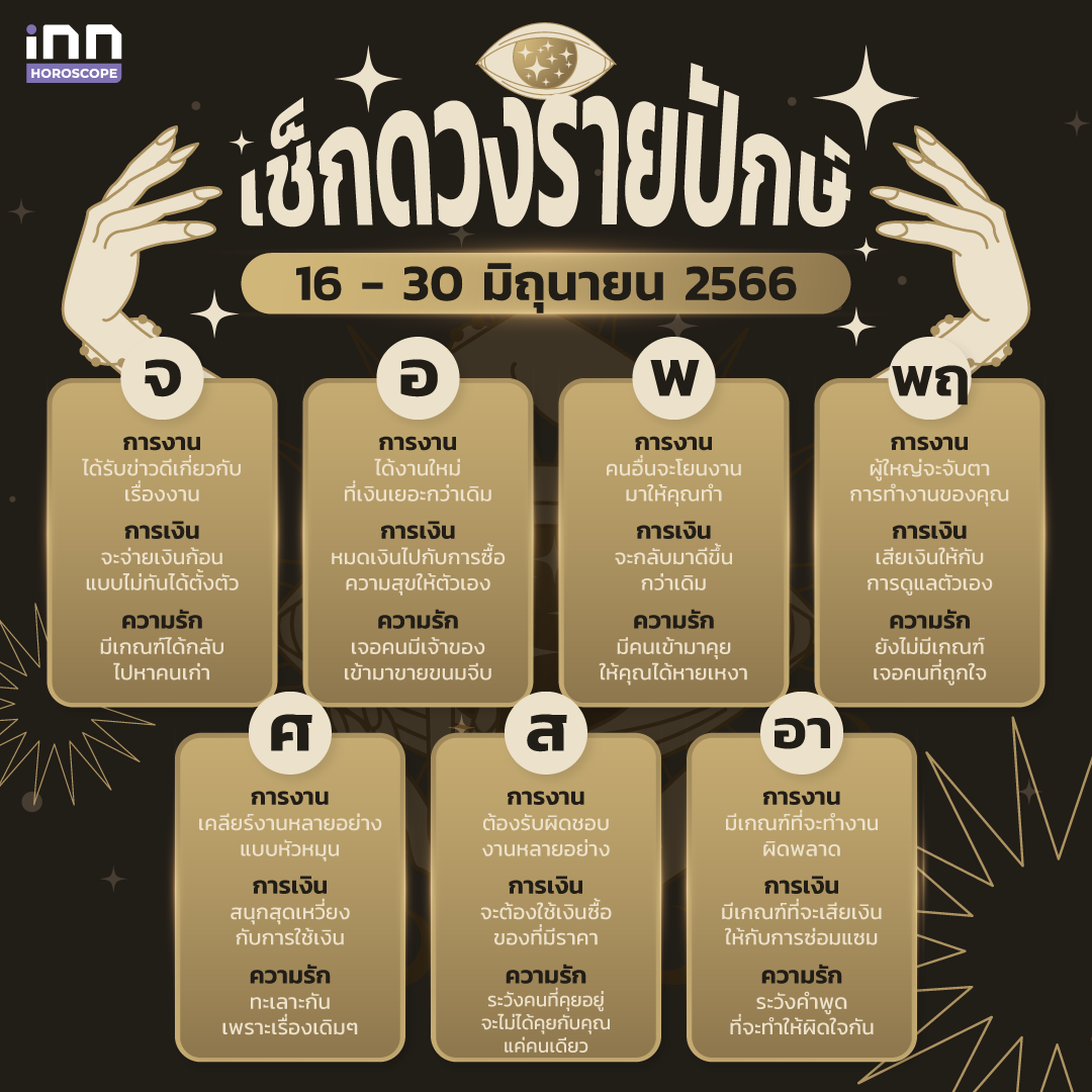 ดวงรายปักษ์ 16 - 30 มิถุนายน 2566