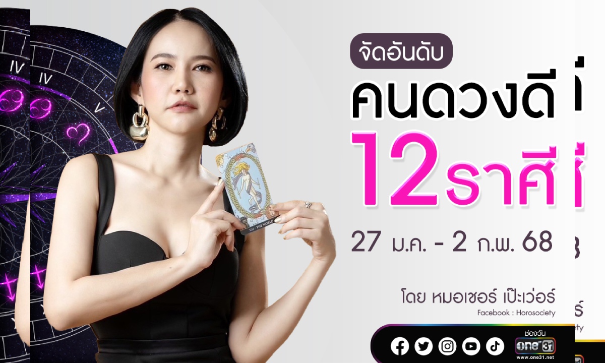 จัดอันดับคนดวงดี 12 ราศี ประจำสัปดาห์ที่ 27 ม.ค. - 2 ก.พ. 68 โดย หมอเชอร์