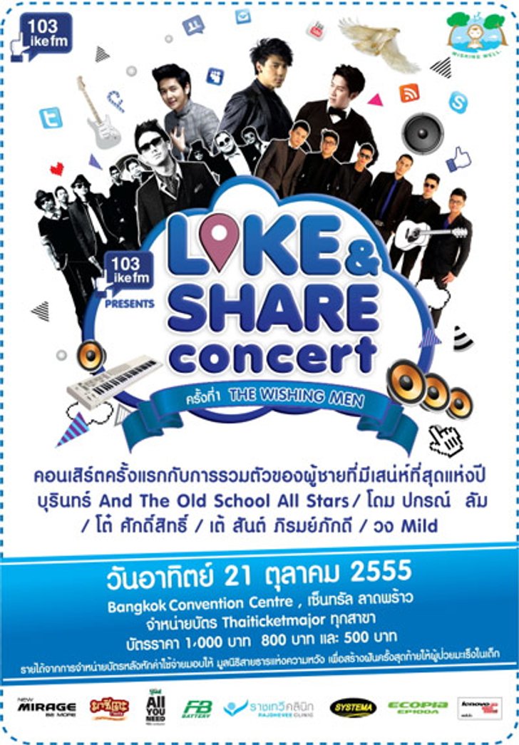 ประกาศรายชื่อผู้โชคดีที่ได้รับบัตร Like & Share Concert