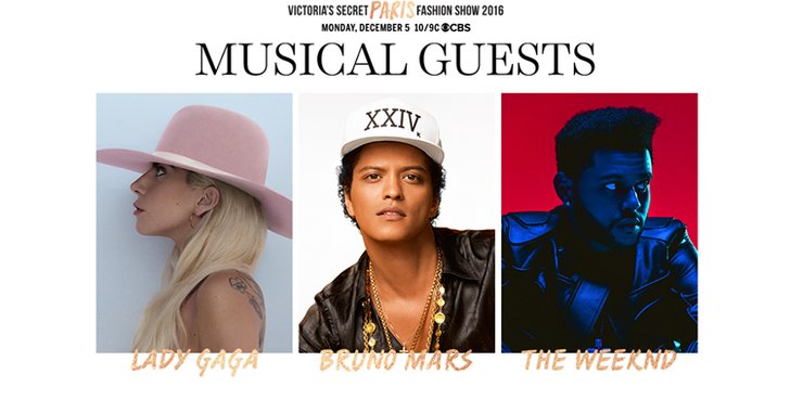 Lady Gaga, Bruno Mars, The Weeknd เตรียมขึ้นโชว์ Victoria’s Secrets 2016