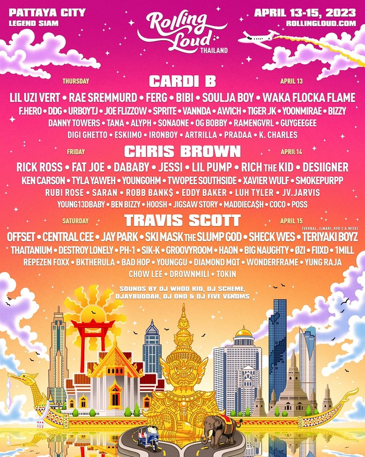 Travis Scott Cardi B Chris Brown Rolling Loud Thailand 2023 