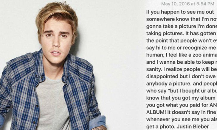 Justin Bieber ส่อเค้า “โรคซึมเศร้า” หลังปฏิเสธถ่ายรูปกับแฟนเพลงในที่สาธารณะ
