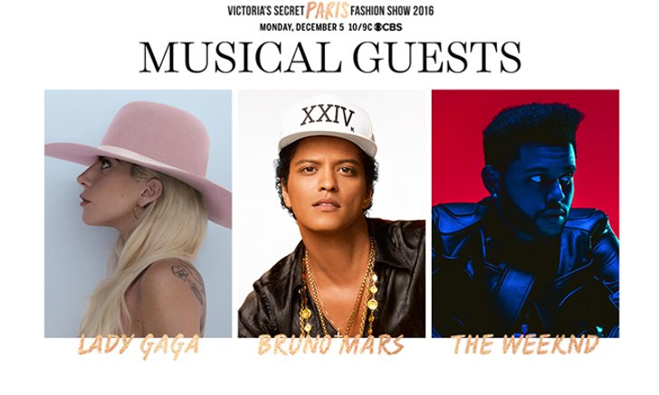 Lady Gaga, Bruno Mars, The Weeknd เตรียมขึ้นโชว์ Victoria’s Secrets 2016