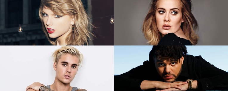 Taylor Swift, Adele, The Weeknd, Justin Bieber นำทีมเข้าชิง Billboard Music Awards 2016