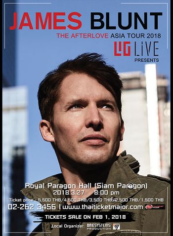 JAMES BLUNT THE AFTERLOVE ASIA TOUR 2018