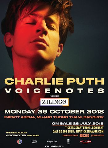CHARLIE PUTH VOICENOTES WORLD TOUR 2018 LIVE IN BANGKOK PRESENTED BY ZILINGO