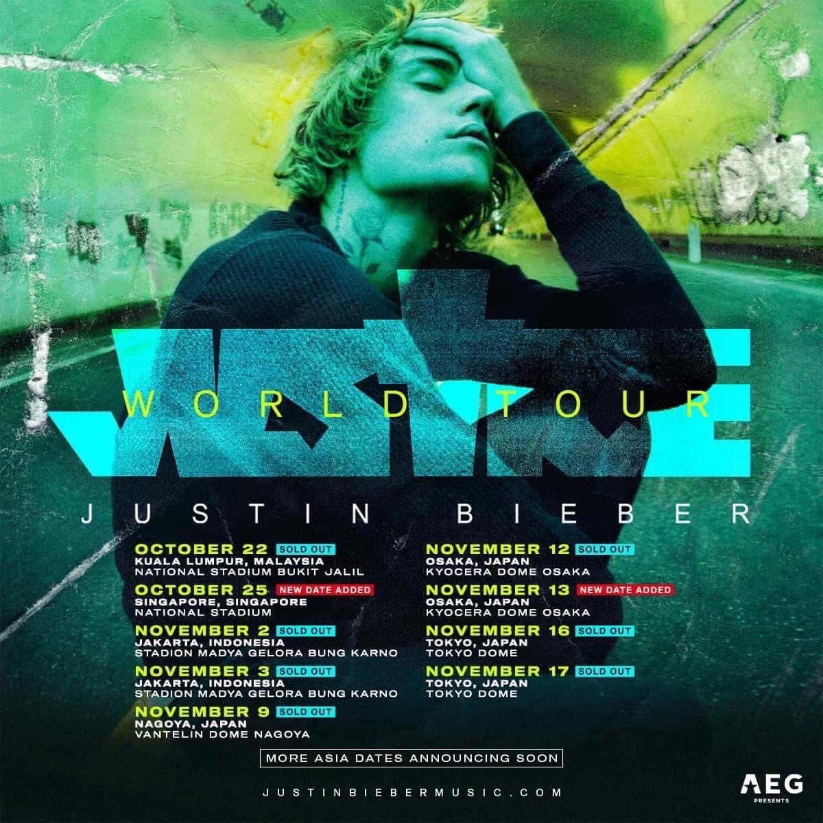Justin Bieber Justice World Tour in Asia 2022