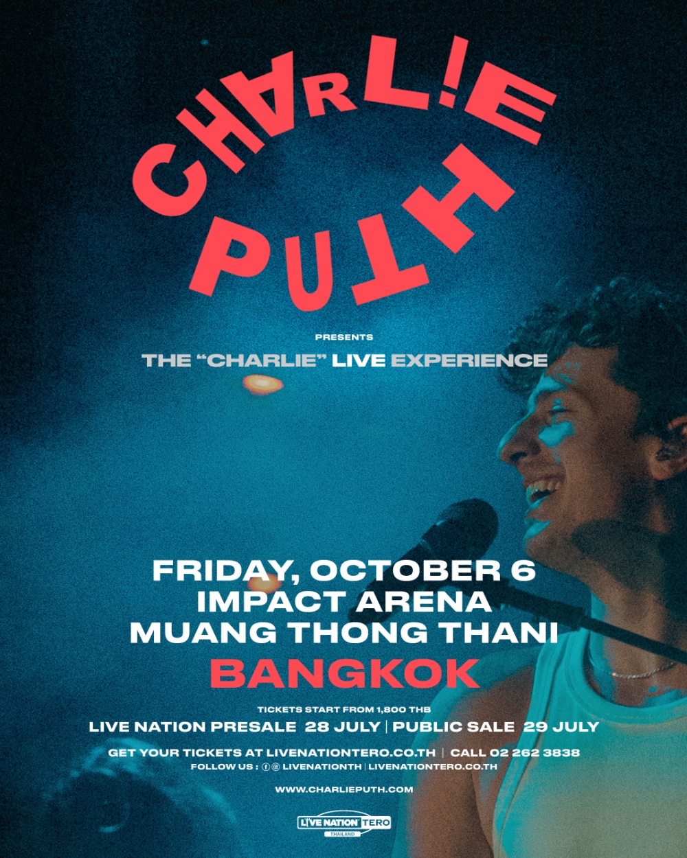 คอนเสิร์ต 2023 : Charlie Puth Presents The “Charlie” Live Experience Bangkok
