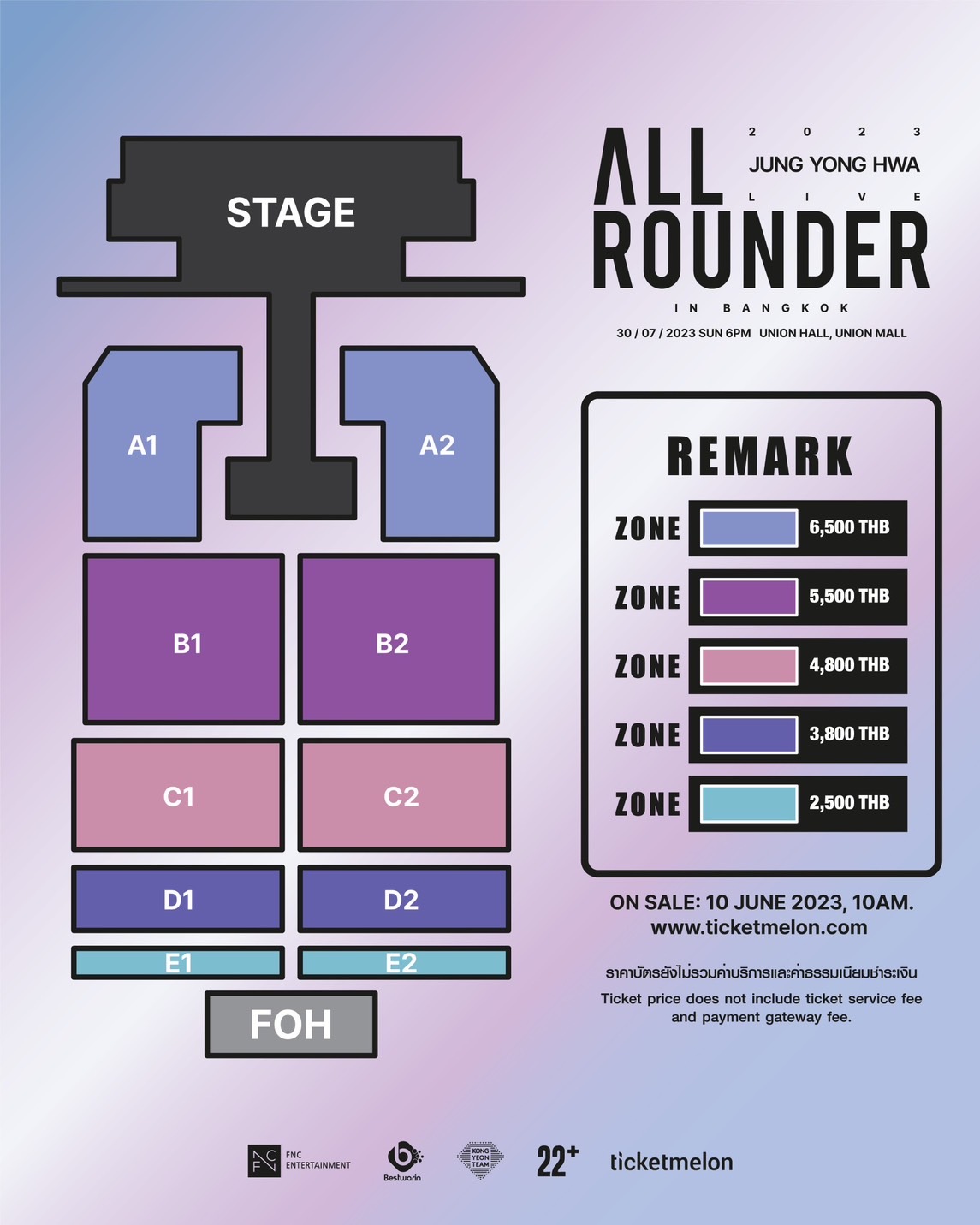 2023 JUNG YONG HWA LIVE 'ALL-ROUNDER' IN BANGKOK seating