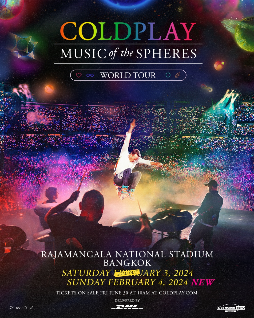 Coldplay เตรียมจัดคอนเสิร์ตในไทย 34 ก.พ. 2024 ปีหน้า ที่ราชมังฯ Sanook Music
