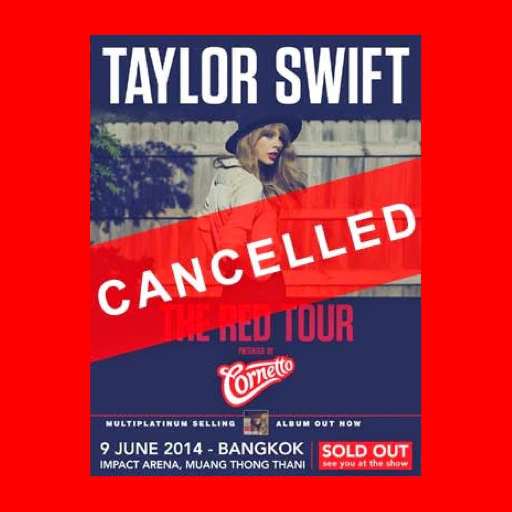 Taylor Swift The Red Tour in Bangkok 2014 Cancelled