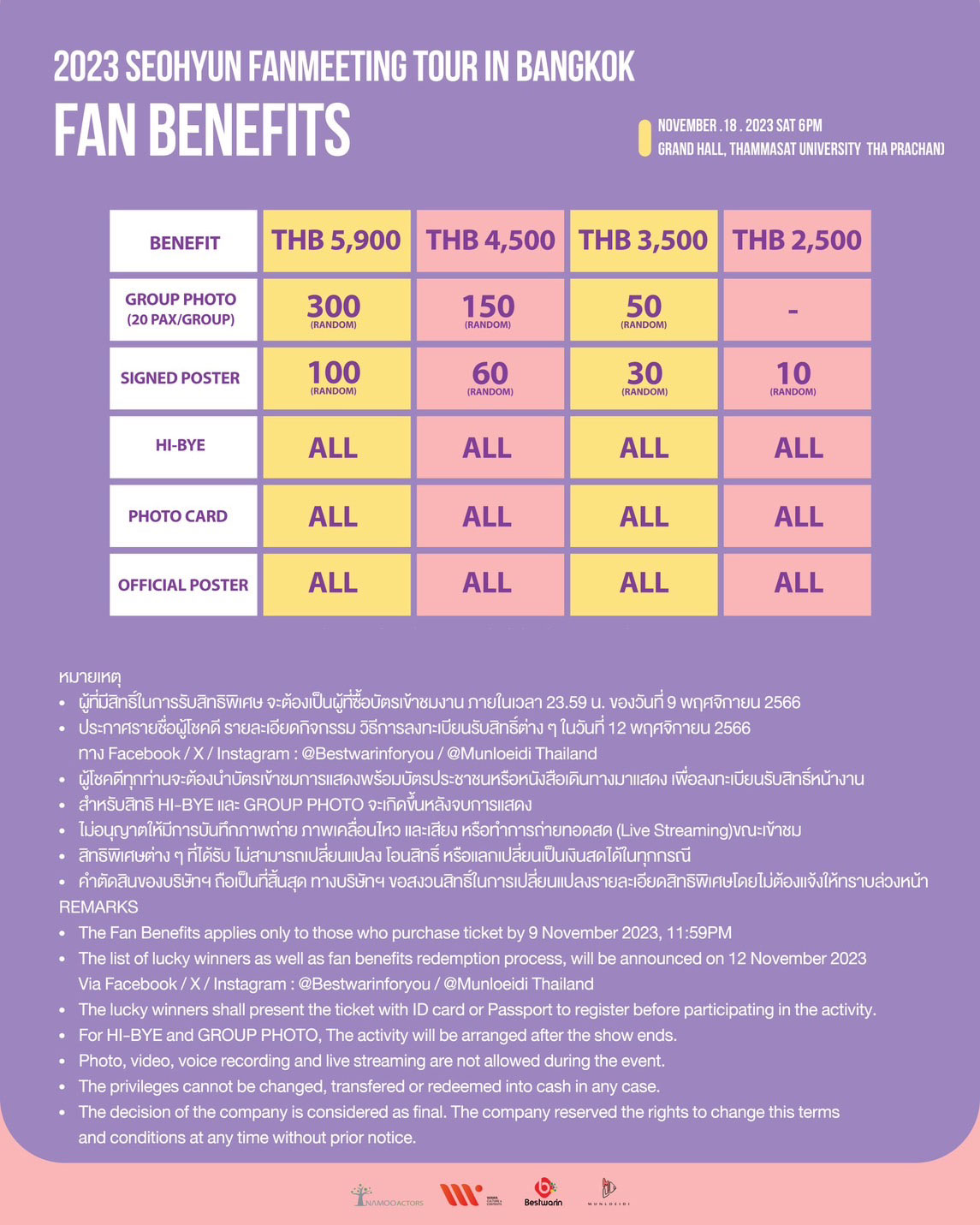 2023 SeoHyun Fan meeting in Bangkok [SHe is SHhh] benefits