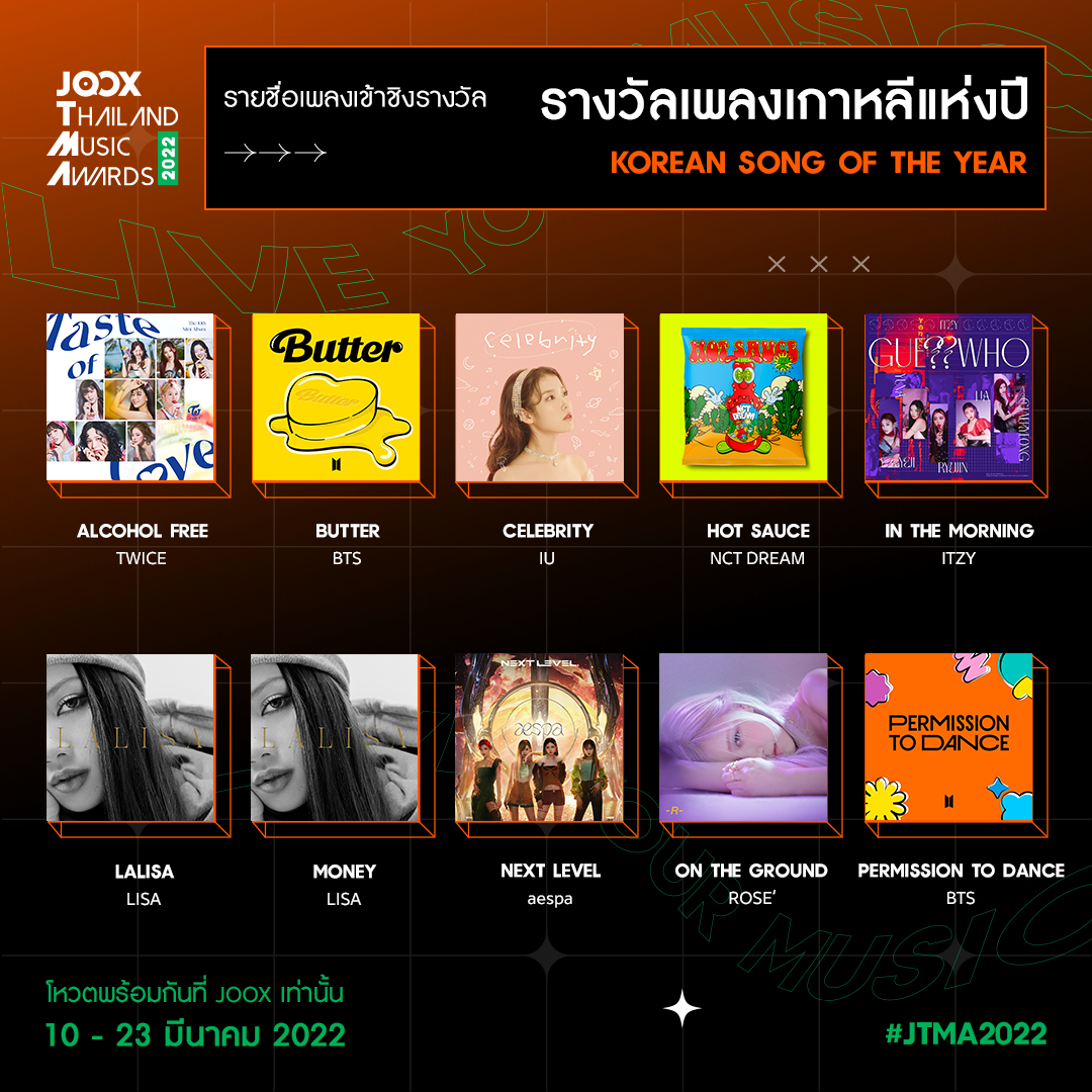 JOOX Thailand Music Awards 2022 NOMINEE