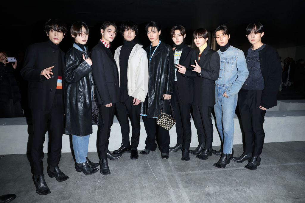 ENHYPEN attend Prada Fall/Winter 2023/2024 Menswear Fashion Show on January 15, 2023 in Milan, Italy