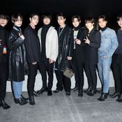 ENHYPEN attend Prada Fall/Winter 2023/2024 Menswear Fashion Show on January 15, 2023 in Milan, Italy