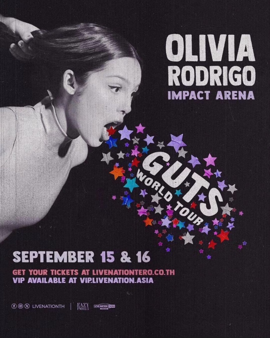 ลิฟวี่ไทยเตรียมตัวให้พร้อม! ส่องเซ็ตลิสต์คอนฯ ‘Olivia Rodrigo - GUTS world tour’ ร้องให้สุดเสียง 15 - 16 ก.ย. นี้