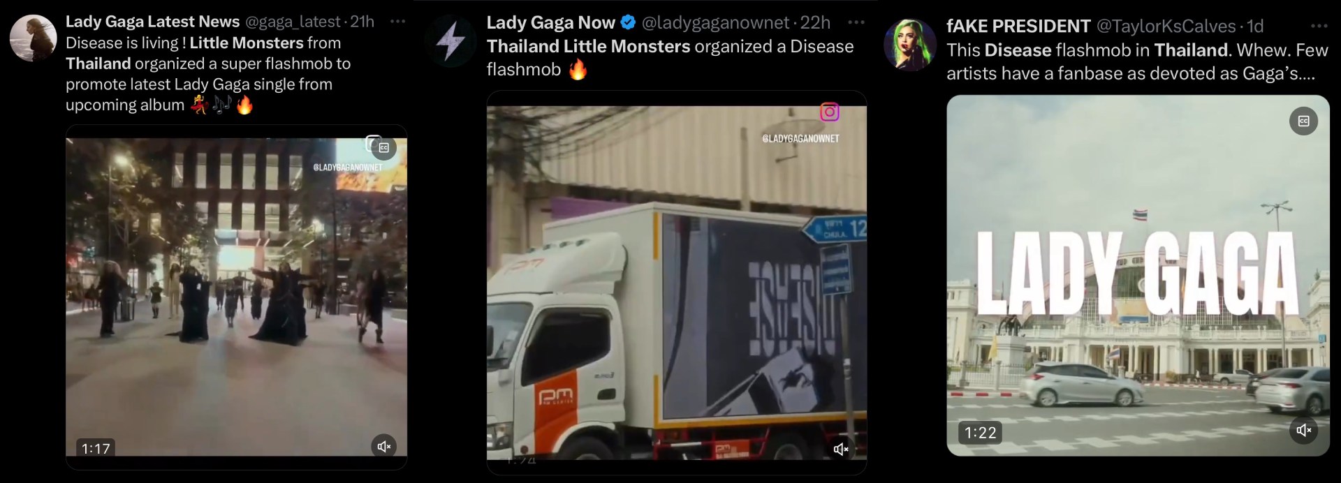 Lady Gaga รับเรื่องแล้ว! คอมเมนต์ขอบคุณ Disease Flash Mob จากไทย ขึ้นแท่นลูกรัก